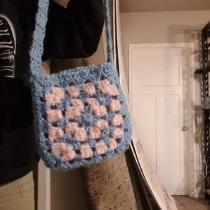 Blue and Pink Granny Square Bag